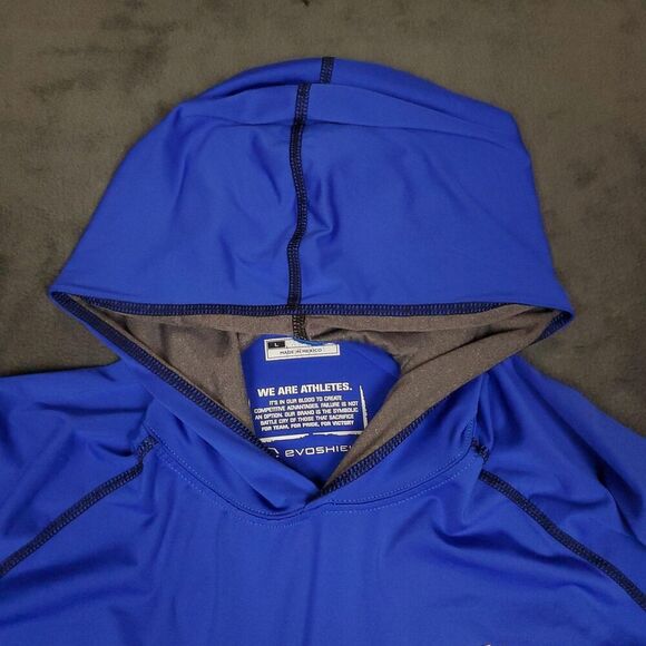 Evoshield Shirt Mens Large Blue Long Sleeve Hoodie Swagtech Lightweight Athletic - Picture 3 of 13